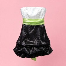 Speechless NWT Strapless Prom Dress Size 9 White Green Black Bubble Skirt 4070