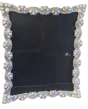 8" x10" Pearls And Crystals Jeweled Silver Plated Wedding Picture Photo Frame