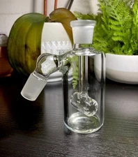 18MM CLEAR THICK GLASS ASH CATCHER PERC 45 DEGREE