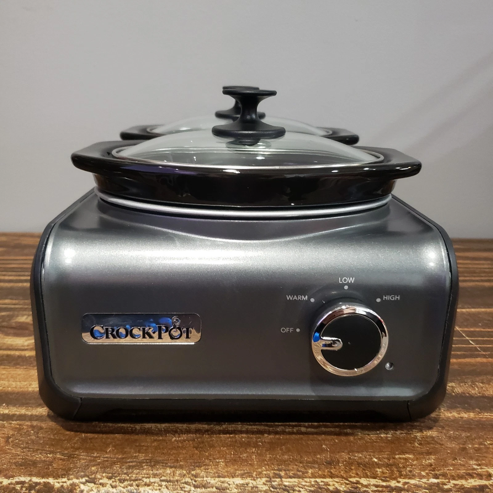 Crock Pot Hook Up Double Slow Cooker Oval 1qt Gray SCCPMD1-CH