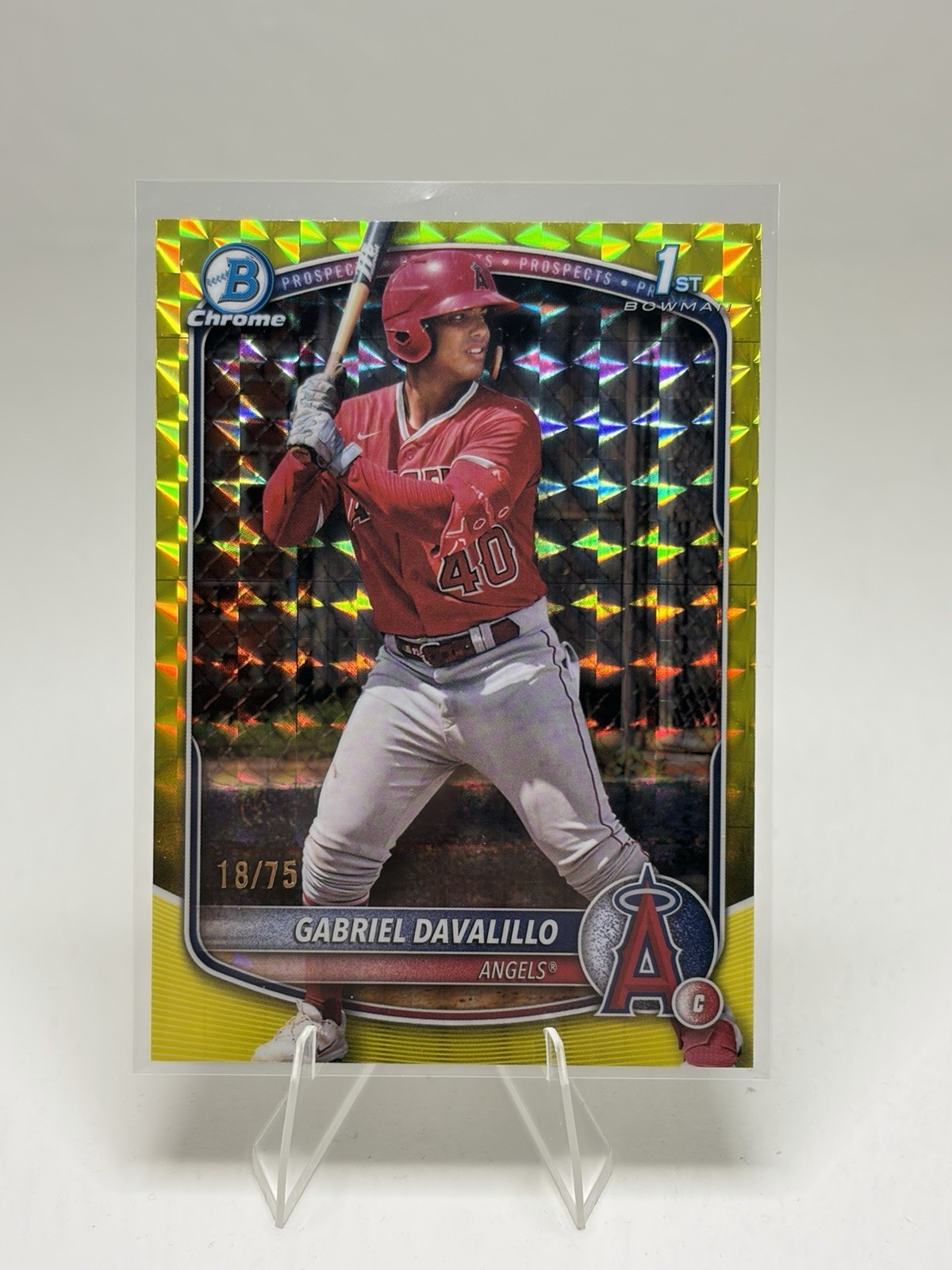 2025 Bowman Chrome Prospects Gabriel Davalillo #BCP-178 Yellow Geometric /75 1st