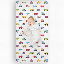100 Cotton Flannel Crib Sheet Soft Breathable Fitted Trains Planes Trucks