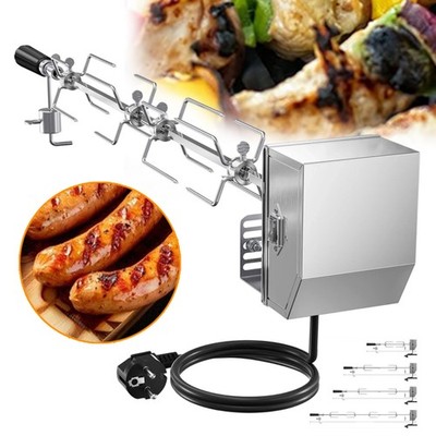 BBQ Grillspieß Set Elektrische Mit Motor Grillaufsatz Edelstahl Drehspieß 4W