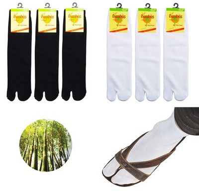 3 Paar Bambus Viskose Sandalen-Socken, Tabi-Socken, Samurai-Socken Damen Herren