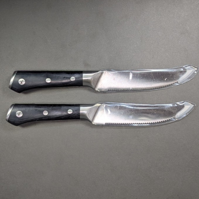 2x Replacement Cutluxe Serrated Steak Knives 9½" Forged Carbon Steel Blade