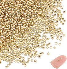 1000Pcs 2Mm 304 Stainless Steel Spacer Beads Golden round Loose Beads Metal Crim