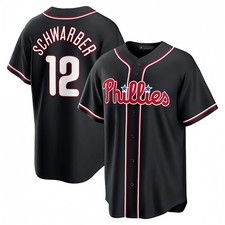[ All Stitched ] Men's Phillies #12 Schwarber Fashion Black Out 2026 Jersey