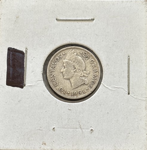 DOMINICAN REPUBLIC 1951 10 CENTAVOS SILVER VERY NICE CONDITION L106. - Picture 3 of 3