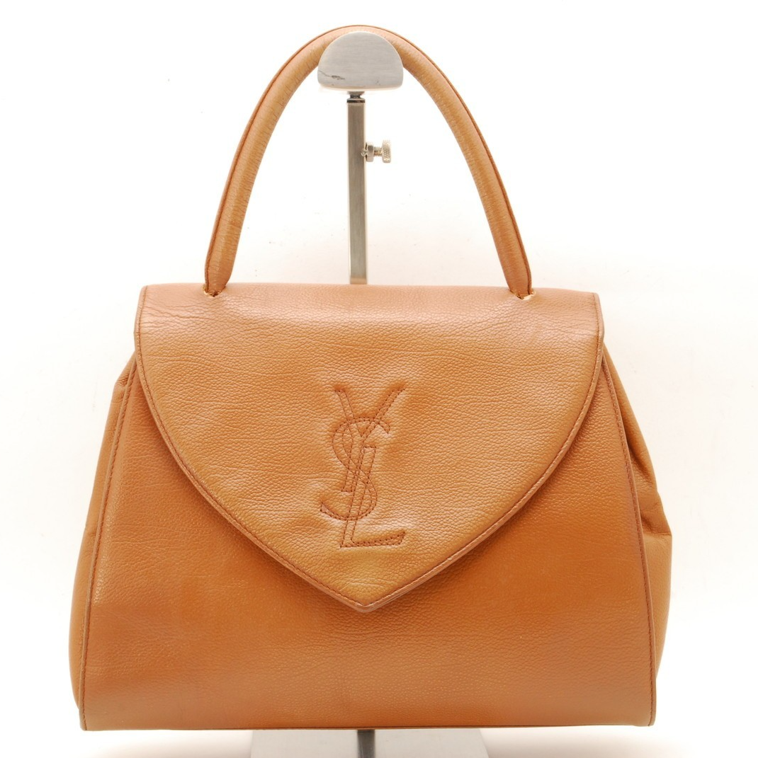 Borsa a mano Yves Saint Laurent in pelle di vitello marrone YSL