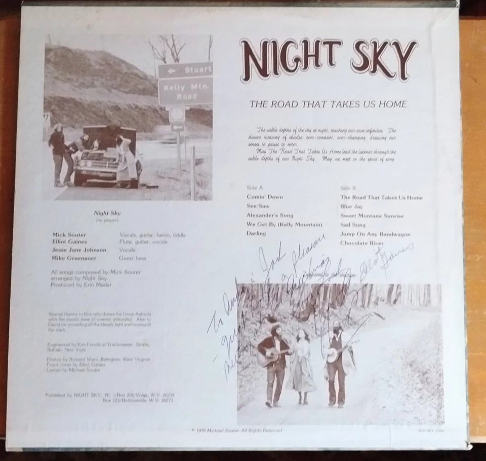 LP - Night Sky - The Road That Takes Us Home - 1979 - VG++ - Folk - AUTOGRAPHED Foto 2 de 4