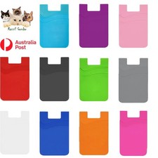 Double Layers Silicone Mobile Phone Back Card Holder Wallet Stick On Adhesive
