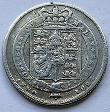 1824 George IV One 1/- Shilling Coin 9.25 Silver Very Fine Collectable Grade