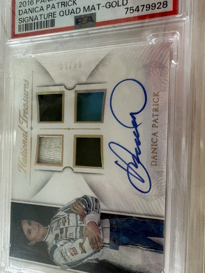 2016 Danica Patrick QUAD MAT-GOLD SP 4/10 AUTO! PSA 9 🔥 National Treasures - Image 4 of 4