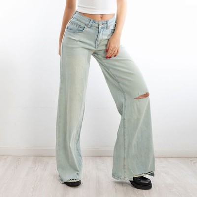 TOOCOOL DT126A Women's Jeans Ripped Palace Wide Casual Baggy Pants