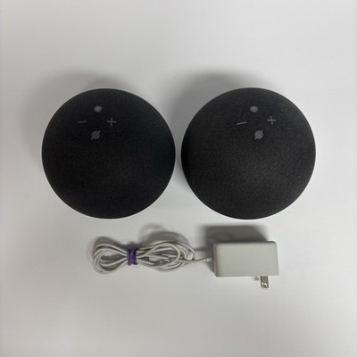 Amazon Echo Dot (4th Gen) Smart Speakers Charcoal Lot of 2 w/ 1 Power Adapter