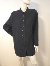 GEIGER Damen Trachtenjacke Janker Vintage Logo Schurwolle Tasche Gr. 42 XL Grau