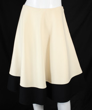 PRADA 2013 Buttercream Beige Black Wool Crepe High-Waisted A-Line Skirt 42