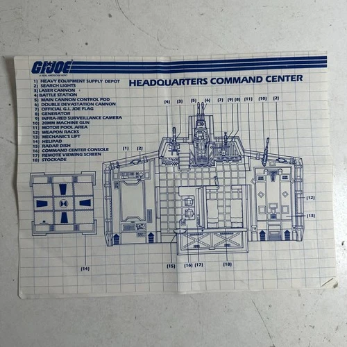 Vintage GI Joe Headquarters Command Center Blueprint Instruction Sheet