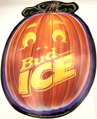1995 Budweiser Pumpkin Halloween Decoration Beer Promo Bar Man Cave Bud Ice