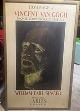 Circa 1969 Signed Poster By Artist WILLIAM EARL SINGER Honoring Vincent Van Gogh