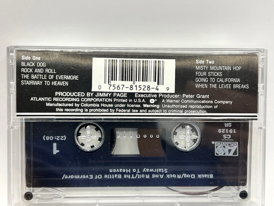 Vintage LED ZEPPELIN IV Zoso 4 Symbols Untitled Cassette Tape CS 19129 Atlantic - Image 3 of 4