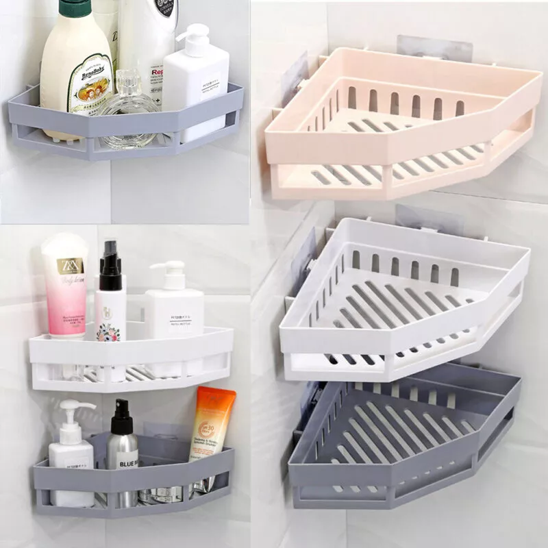 Self Adhesive Corner Shower Storage Rack Shelf Bathroom Organiser