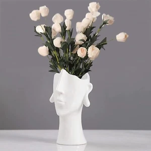 White Ceramic Face Flower Vase