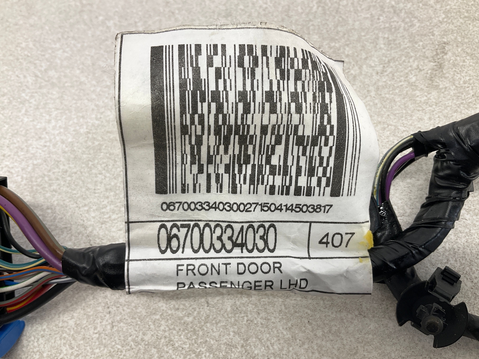 17-20 MASERATI Levante Front Right Passenger Door Wiring Harness CM