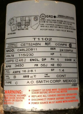Parts For A.O. Smith T1102 C48L2DB11 Motor