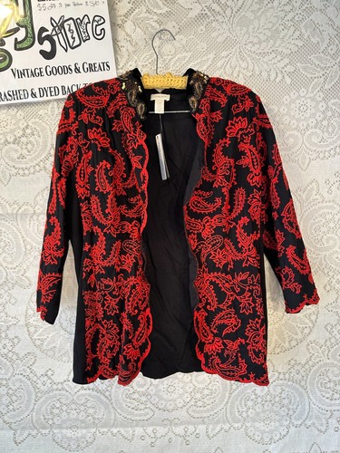 Chico's Women Embroidered Jacket 0 petite Collectibles paisley