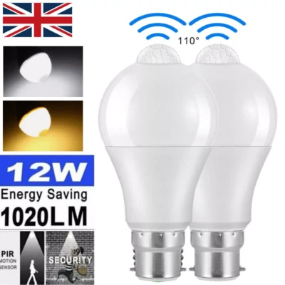 PIR Motion Sensor B22 LED Lamp Bulb Globe Auto ON/OFF Energy Saving Light UK