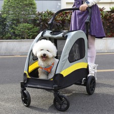 Dog Stroller Pet Wagon Trolley Thick Oxford Fabric Storage Basket Safety Pram UK