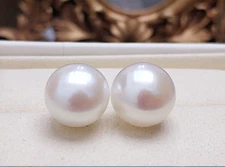 Pair 10mm natural south sea genuine white loose pearl undrilled 01128