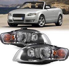 Pair Headlamp Projector Headlight For 2006-2008 Audi A4 Xenon HID Model W/o AFS