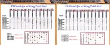 E9 & C6 CHORD CHARTS FOR DOUBLE 10 STRING PEDAL STEEL GUITAR - 2 LAMINATIONS