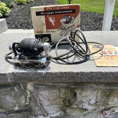oster stim u lax handheld vibrating massager This item is a Stim-U-lax massager from the late 1940s! This massager was  manufactured by the John Oster Manufacturing Company and was marketed  towards barbers. The John Oster Company was founded in main image 1