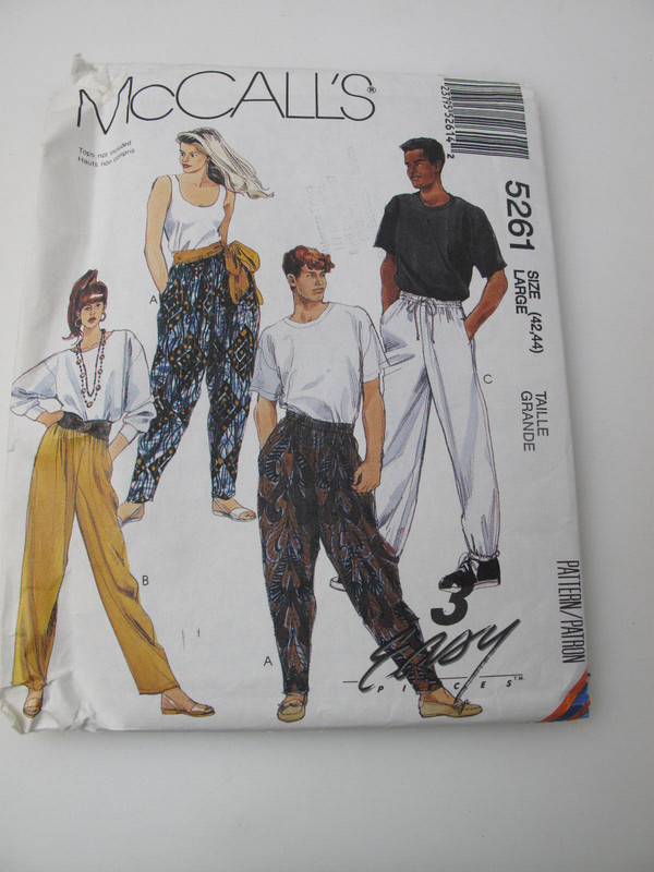 Baggy Pants Vtg 90s Low Crotch 5261 Unisex Pull On Pants Uncut Size L Hip Hop(O)
