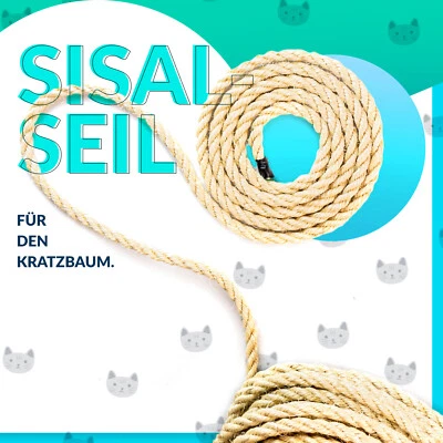 FASTMASTER 1-200 Meter Natur Sisalseil Perfekte Lösung für Kratzbaum 6-10mm Sisal Schnur