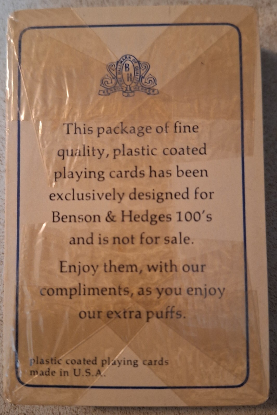 BENSON AND HEDGE'S 100's COLLECTIBLE Deck of Playing Cards SEALED Plastic Case
