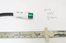Leecraft 28V 40mA Green Incandescent Snapfit Indicator, 6" wire Leads 1/2" Round