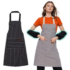 2025 Pro Upgrade 2-Set Kitchen Cooking ApronAdjustable Chef Apron with 2 XL P...