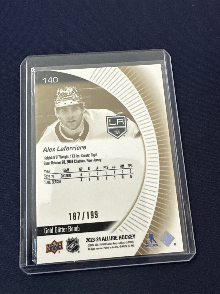 Alex Laferriere 2023-24 Upper Deck Allure Gold Glitter Bomb Rookie #/199 - Image 2 of 2