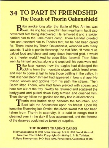 Eclipse Books 1992 THE HOBBIT you pick Singles pack fresh cards Free Shipping - Picture 70 of 74