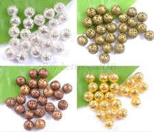 100Pcs GOLD SILVER PLATED BRONZE COPPER Metal FILIGREE Spacer BEADS 6MM 8MM 10MM