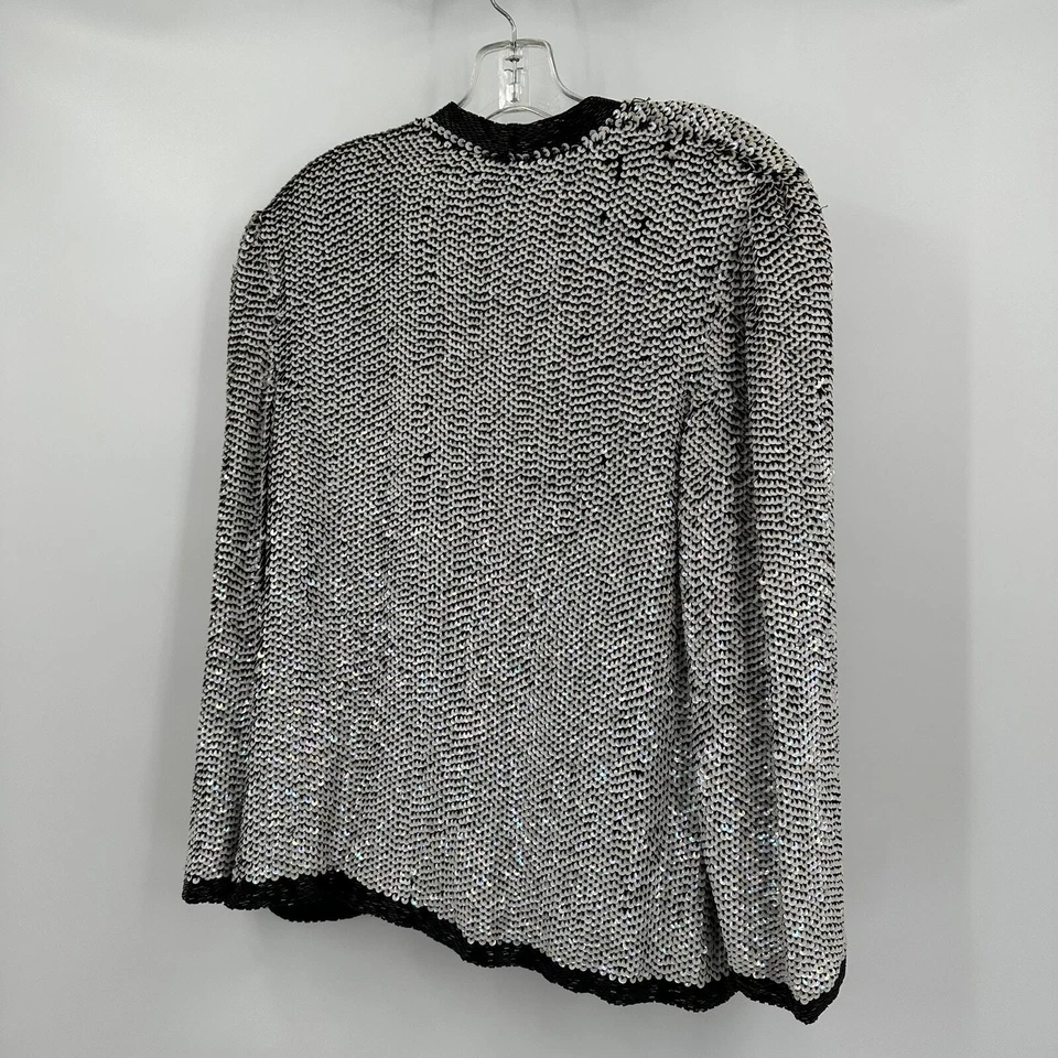 Chaqueta Blazer Vintage Creative Creations Mujer Seda Lentejuelas Talla L Disco Artística Foto 2 de 4