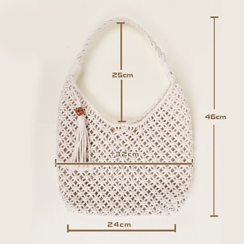 Hollow Crossbody Bag Cotton Shoulder Bag Casual Messenger Bag - Picture 6 of 18