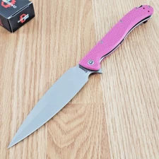 Daggerr Knives Folding Knife 5" False Edge 8Cr14MoV Steel Blade Pink FRN Handle