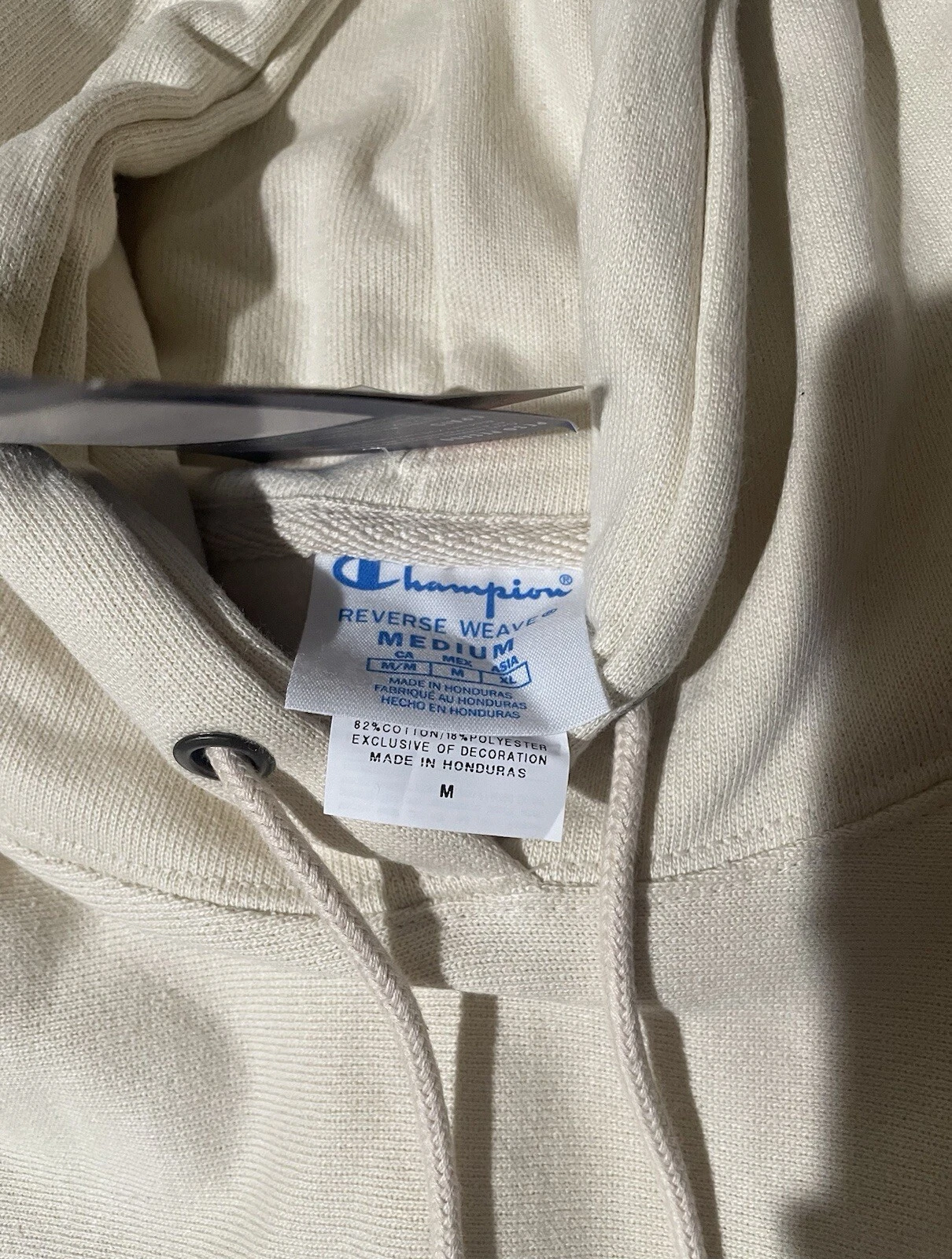 OFF WHITE Felpa con cappuccio pesante Champion GF510 donna tessuto rovesciato taglia M (vestibilità oversize)