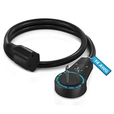 Cable 2 Feet 14Awg 360° Rotating Flat Plug Extension Cord/Wire 3 Prong Ground...
