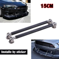 6" 15cm Adjustable Front Bumper Lip Splitter Strut Rod Tie Support Bar Black